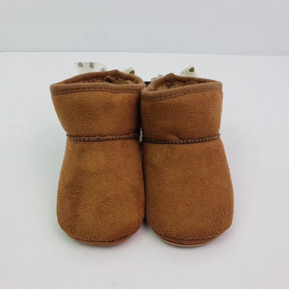 Bebe Baby Infant Girls Size 3 6-9 Months Brown Warm Booties Shoes